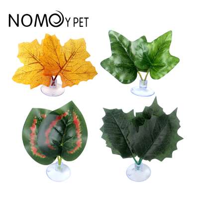 NOMOY PET 2020 new artificial plant leaves with sucker individual package artificial leaves for reptile terrarium decoration